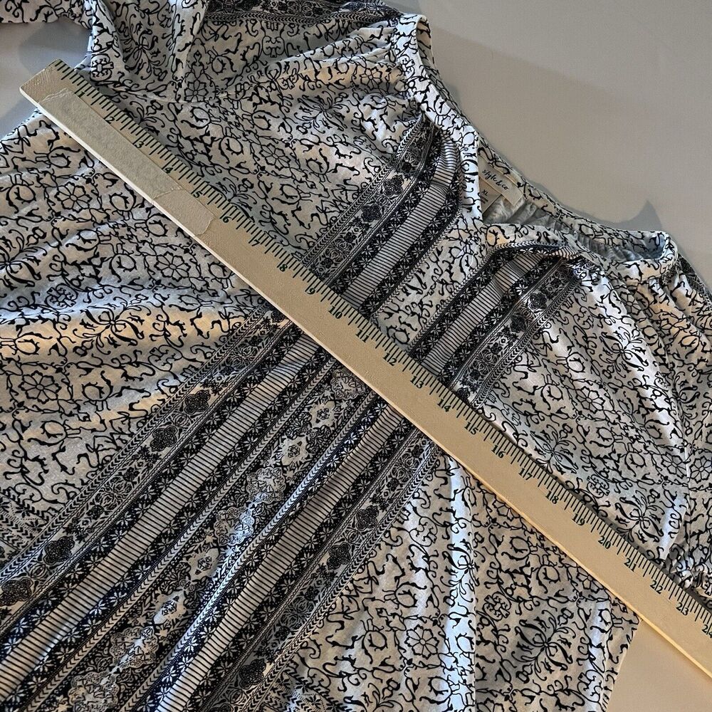 Style & Co Blouse Women's Size XL Floral Long Sleeve Boho Blue & White - Picture 8 of 9